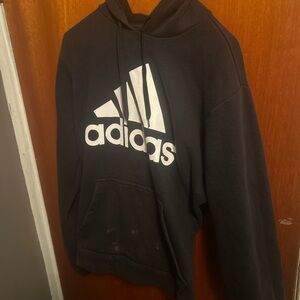 Adidas Men's Black Hoodie with White Logo